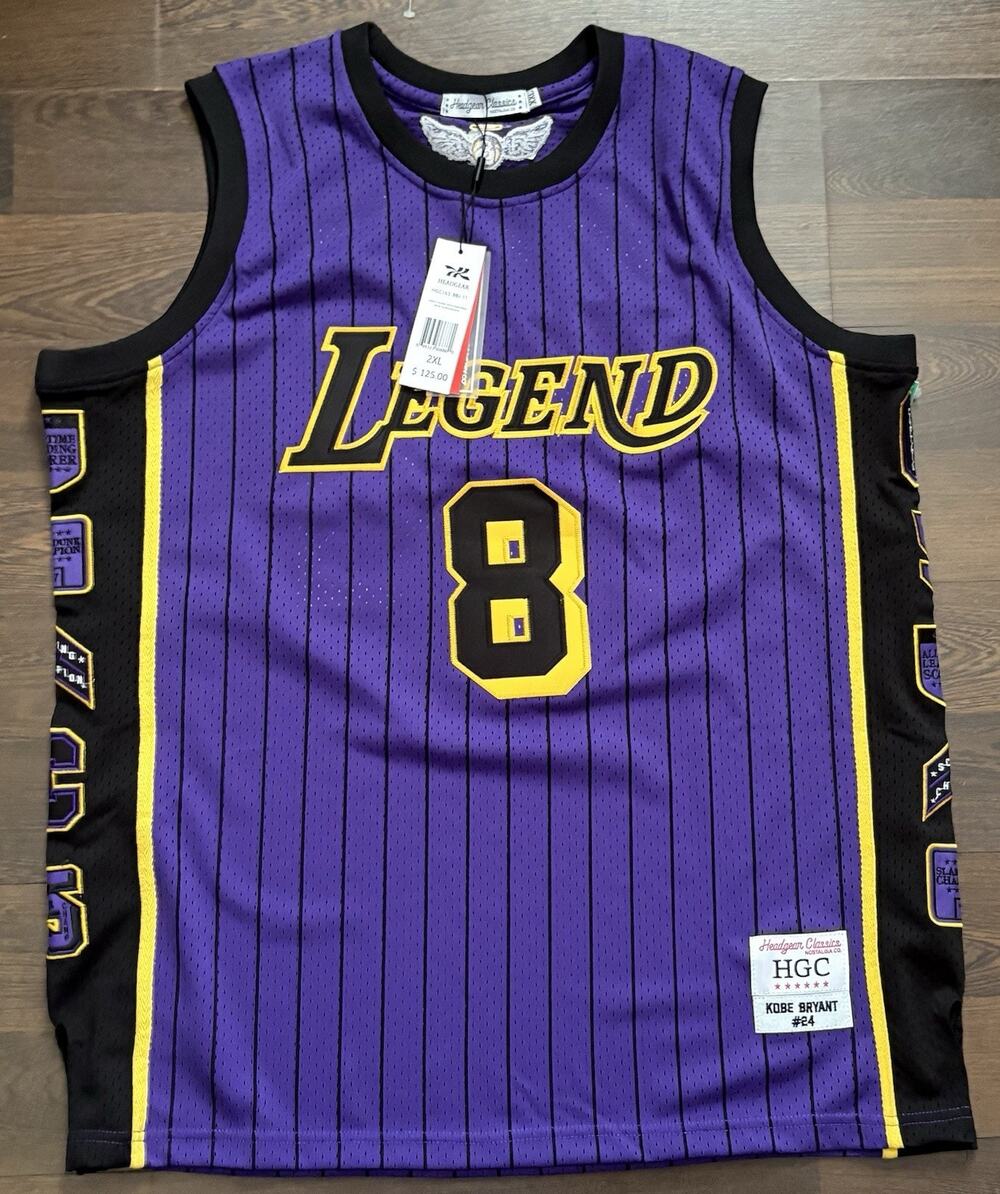 Headgear Classics Kobe / Mamba #8 & #24 Pinstripe Black & Purple Jersey--NWT2XL